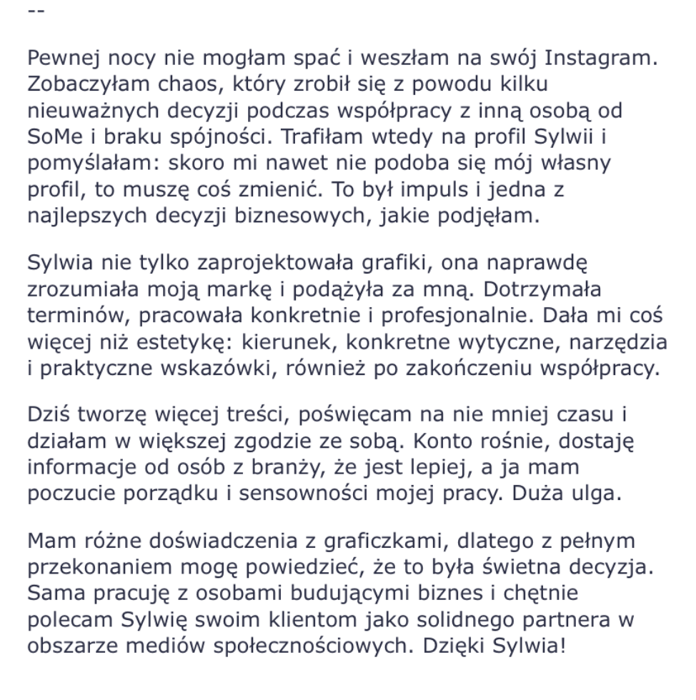 Opinia klientki Sylsym